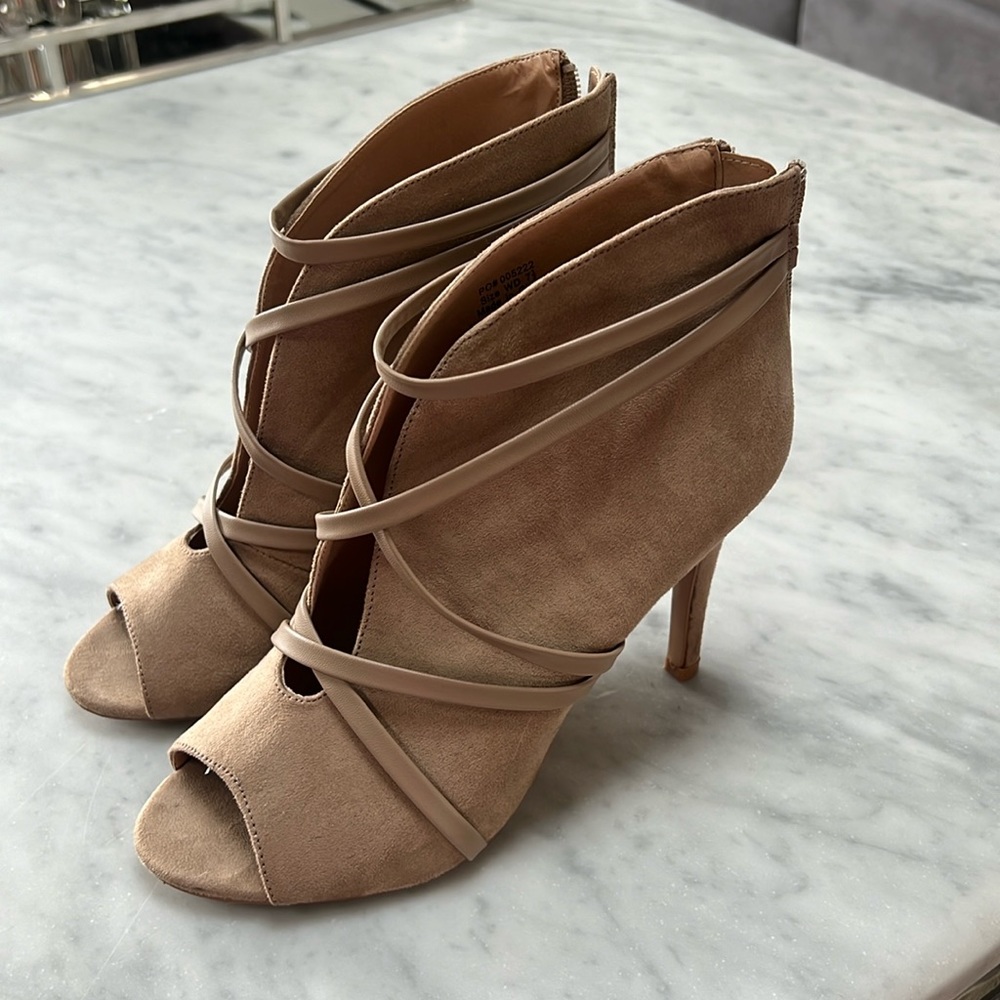 Genuine leather bootie heels size 7.5